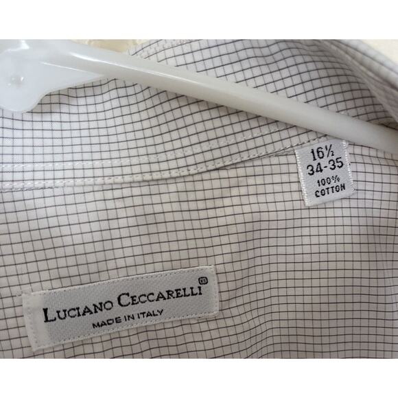 Luciano Ceccarelli | Italy Made Windowpane Checker Long Sl Shirt 16.5 34-35 - Picture 4 of 6